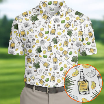 Tequila Lime Salt Cinco De Mayo Celebration Golf Tops For Men, Drinking Party Polo Shirtor Men