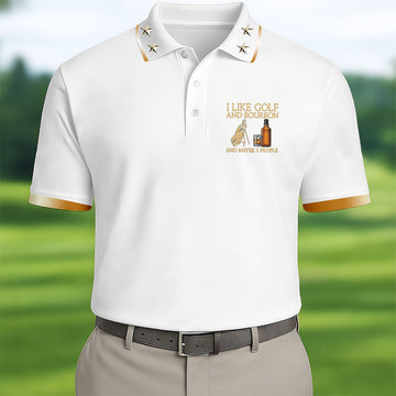 I Like Golf And Bourbon White Golf Shirt, Golf And Whiskey Golf Shirts For Men, Men's Funny Golf Shirts