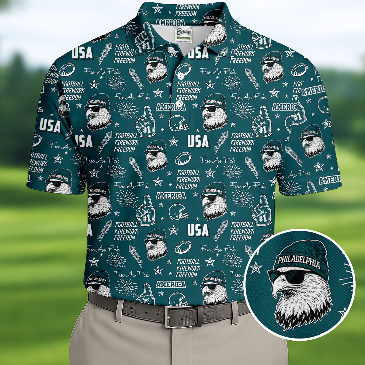 Swoop Eagle Midnight Green Sport Polo, American Football League Gift Ideas For Football Fans