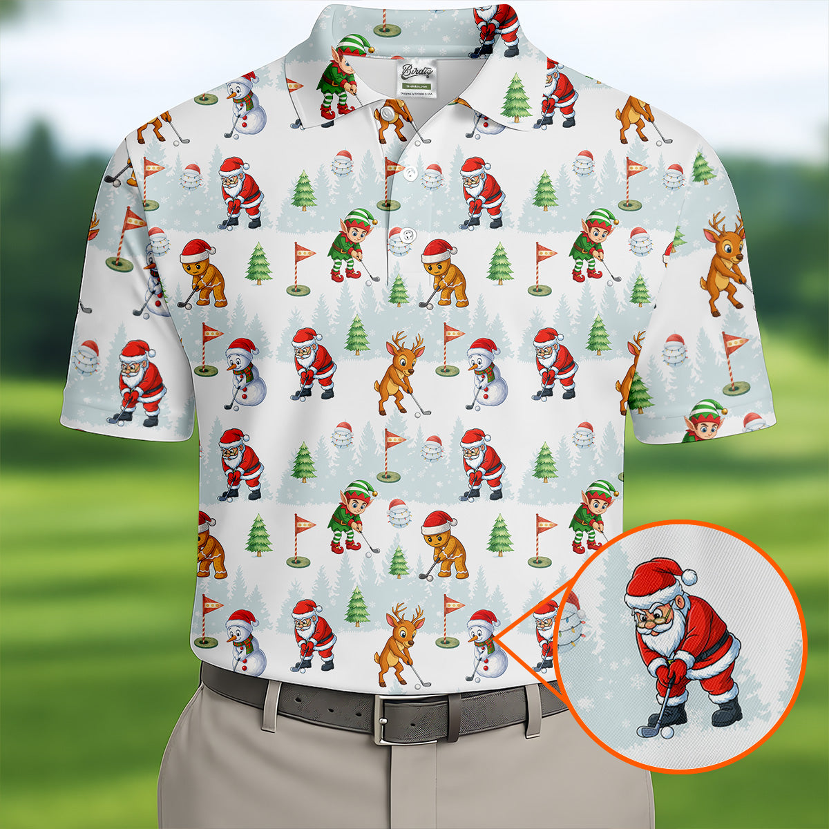 Classic Christmas Characters Golf Tops For Men, Cute Golf Outfit, Fun Golf Shirts For Men, Christmas Golf Shirt