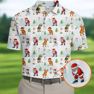 Classic Christmas Characters Golf Tops For Men, Cute Golf Outfit, Fun Golf Shirts For Men, Christmas Golf Shirt
