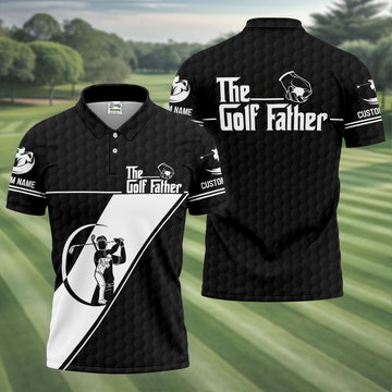 The Golf Father Golf Ball Pattern Father's Day Golf Shirt, Golf Gift For Dad, Polo ShirtFor Men