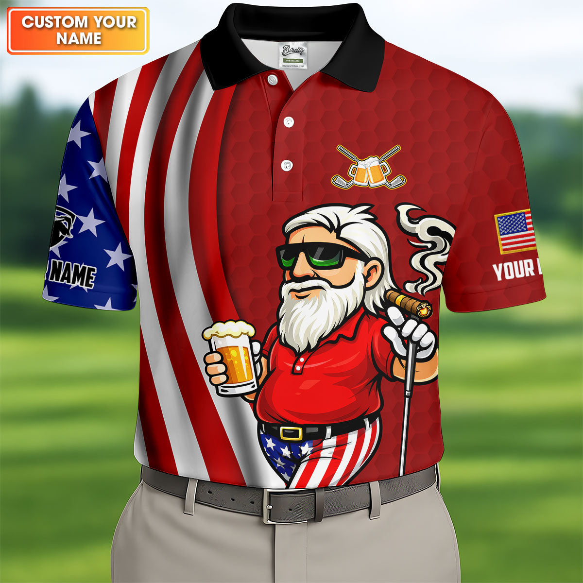 Happiness Is An Old Man With A Beer Funny 4th Of July Red Golf Shirt, 250th Anniversary Golf Shirts For Men