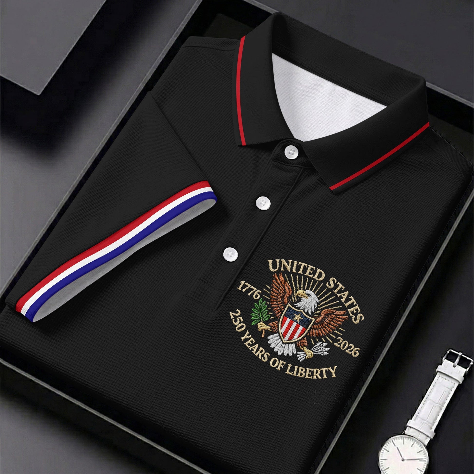 America Bald Eagle 250 Years Of Liberty Patriotic 4th Of July Golf Shirt, Golf Shirts For Men