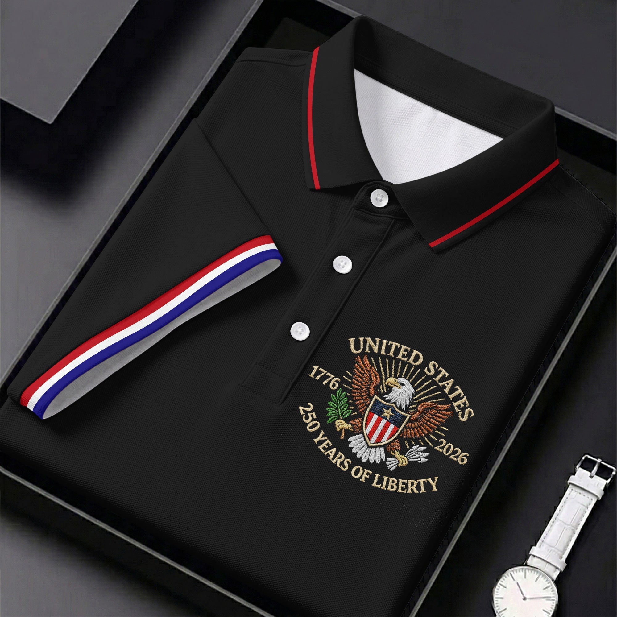 America Bald Eagle 250 Years Of Liberty Patriotic 4th Of July Golf Shirt, Golf Shirts For Men