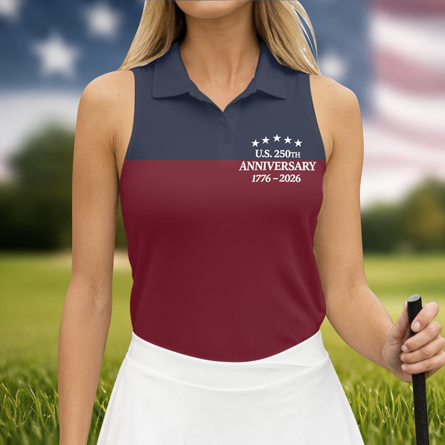 US 250th Anniversary 1776-2026 Patriotic Golf Shirt, Women's Golf Tops, Ladies Golf Shirts