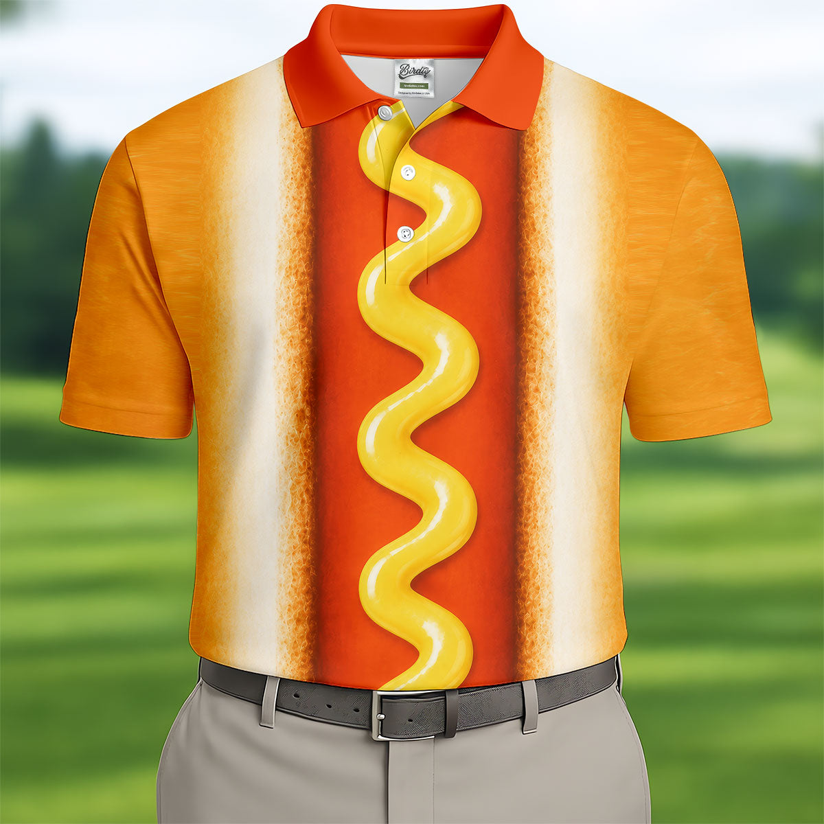 Hot Dog Suit Golf Shirt, Humorous Food Lover Pattern, Golf Shirt For Men