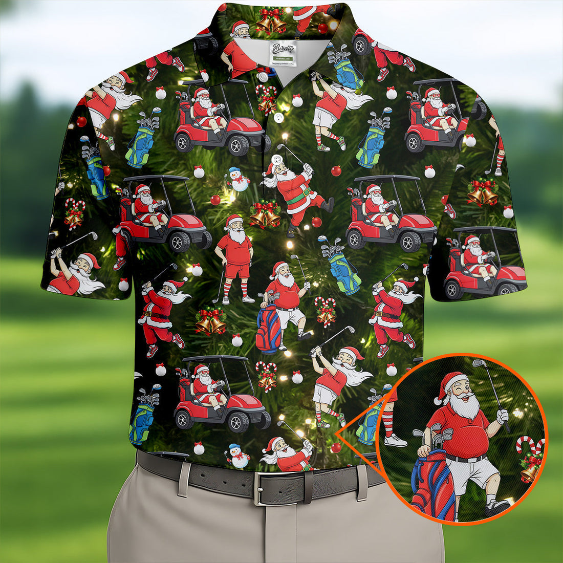 Funny Santa Claus Golf Pose Golf Tops For Men, Polo ShirtFor Men, Christmas Golf Shirt, Mens Golf Gift