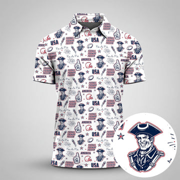 Revolutionary War Soldier Red White Blue Sport Polo, American Football League Gift Ideas For Football Fans