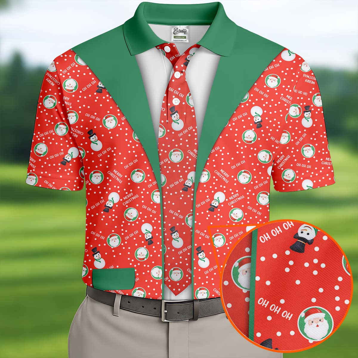 Ho Ho Ho Merry Christmas Funny Print Golf Tops For Men, Christmas Golf Shirt, Polo ShirtFor Men