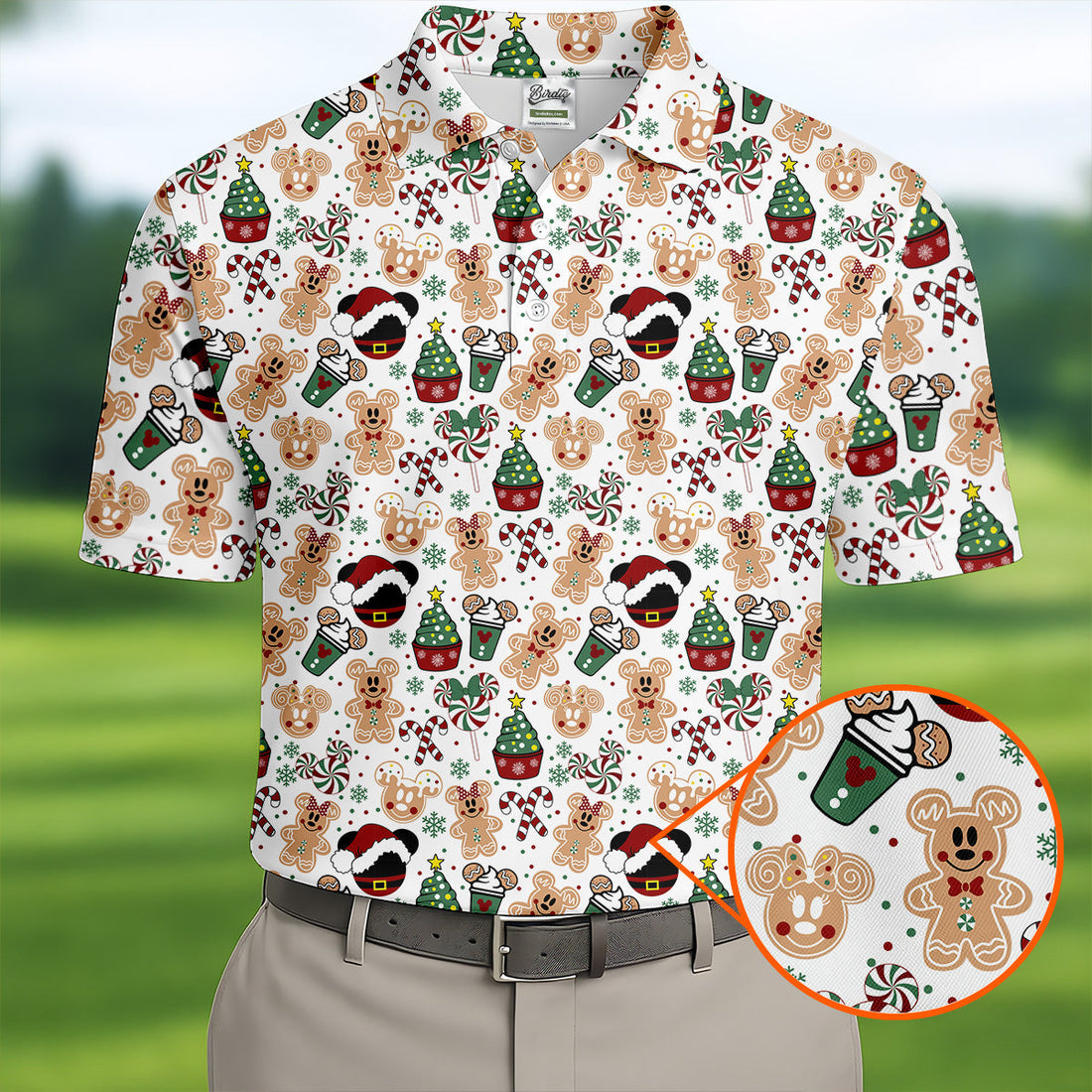 Christmas Sweets Pattern Golf Tops For Men, Cartoon Print Polo Shirt Men, Christmas Golf Shirt, Golfing Apparel