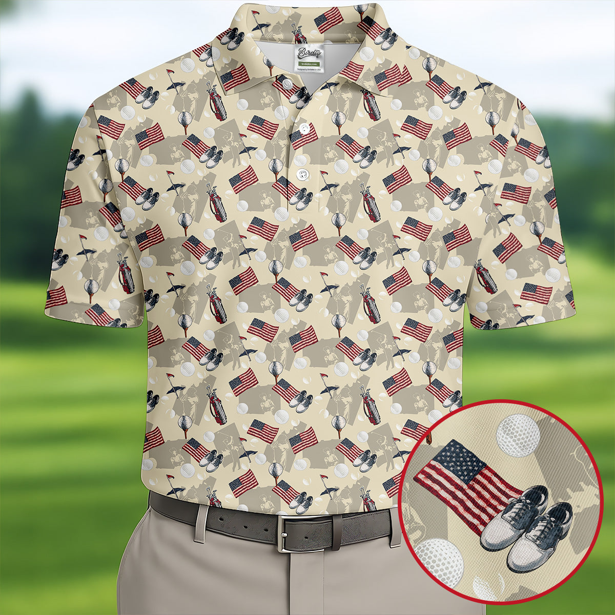 American Flag Pattern 250 Celebration Vintage Golf Shirt, Patriotic 4th Of July Golf Shirts For Men