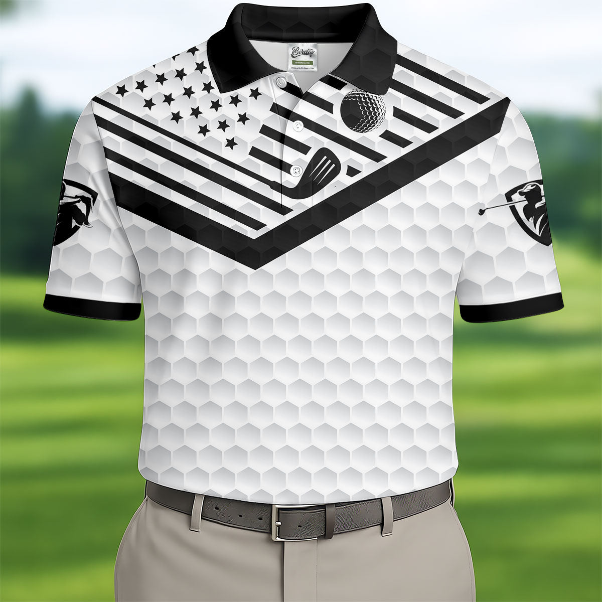 Best Dad By Par US Flag Pattern Father's Day Golf Shirt, Golf Gift For Dad, Personalized Gifts For Dad