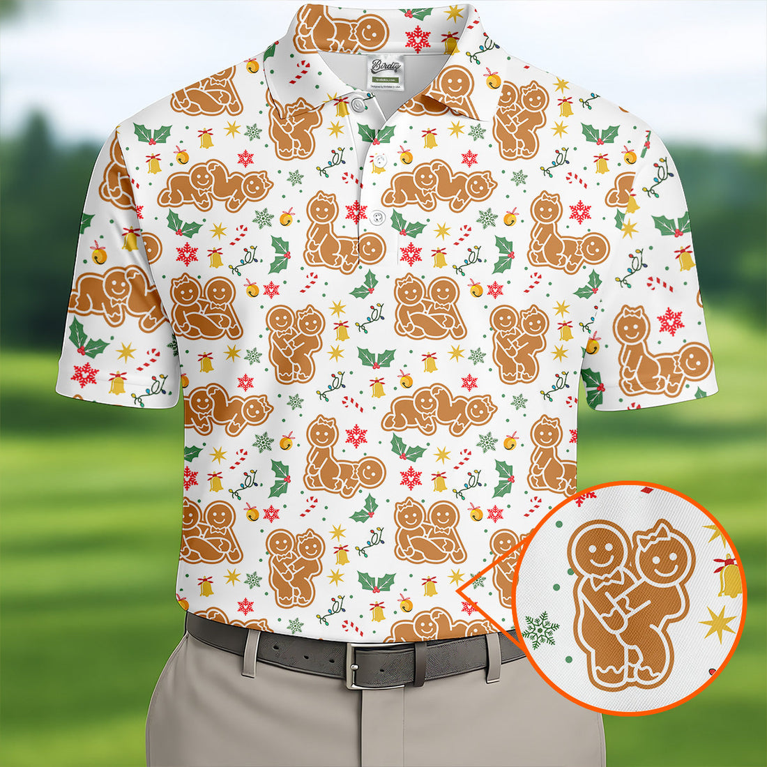 Naughty Gingerbread Christmas Golf Shirt, Funny Position Couple Golf Shirt, Fun Golf Shirts For Men, Christmas Golf Gift