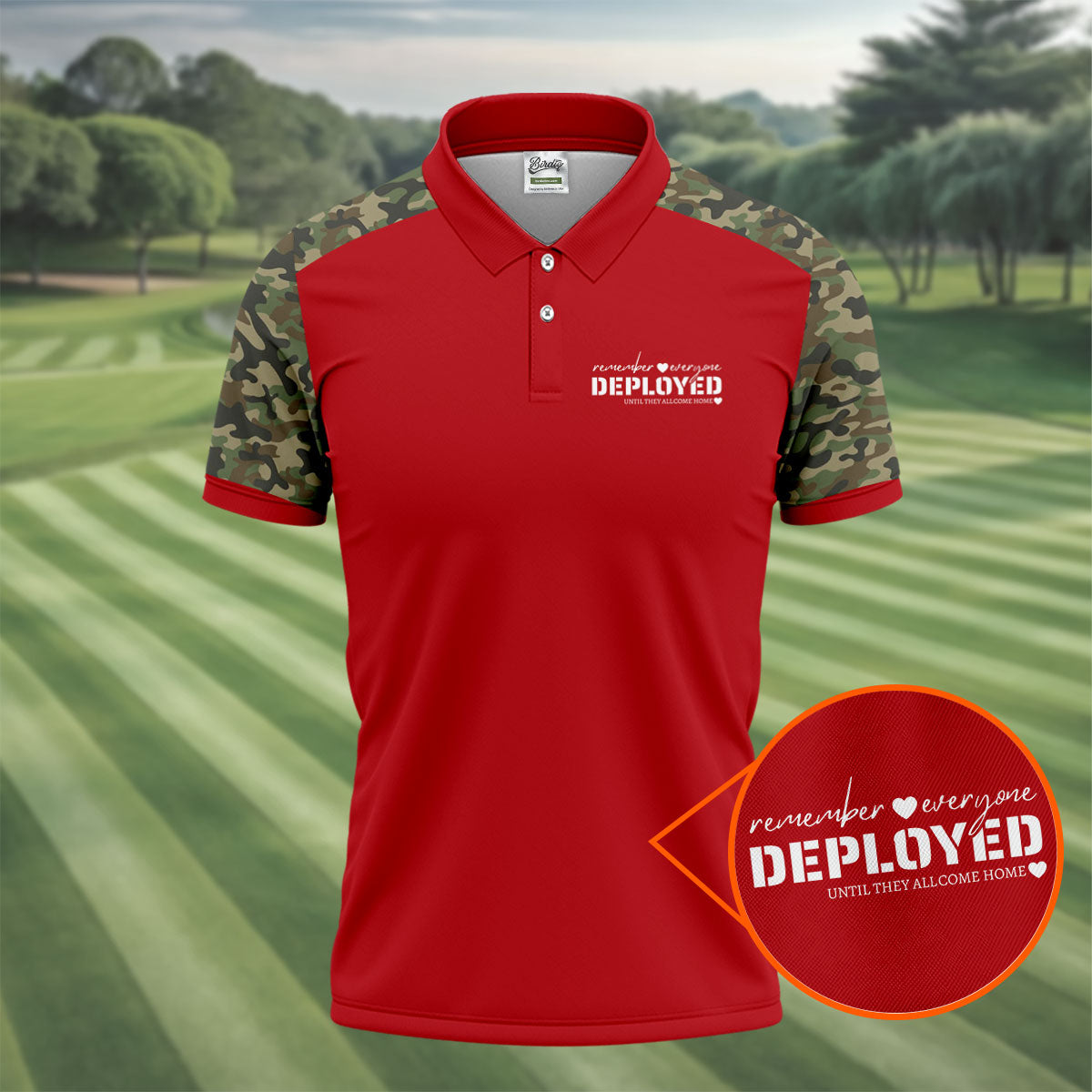 Remember Everyone Deployed Camo Red Patriotic 4th Of July Golf Shirt, 250th Anniversary Golf Shirts For Men