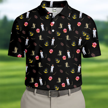 Sport Movie Character Funny Aligator Clown Head Black Golf Shirt, Men's Funny Golf Shirts, Golf Shirts For Men