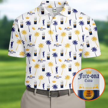 Fore-ona Extra Find Your Fairway Golfer Drinking Men's Funny Golf Shirts, Golf Shirts For Men