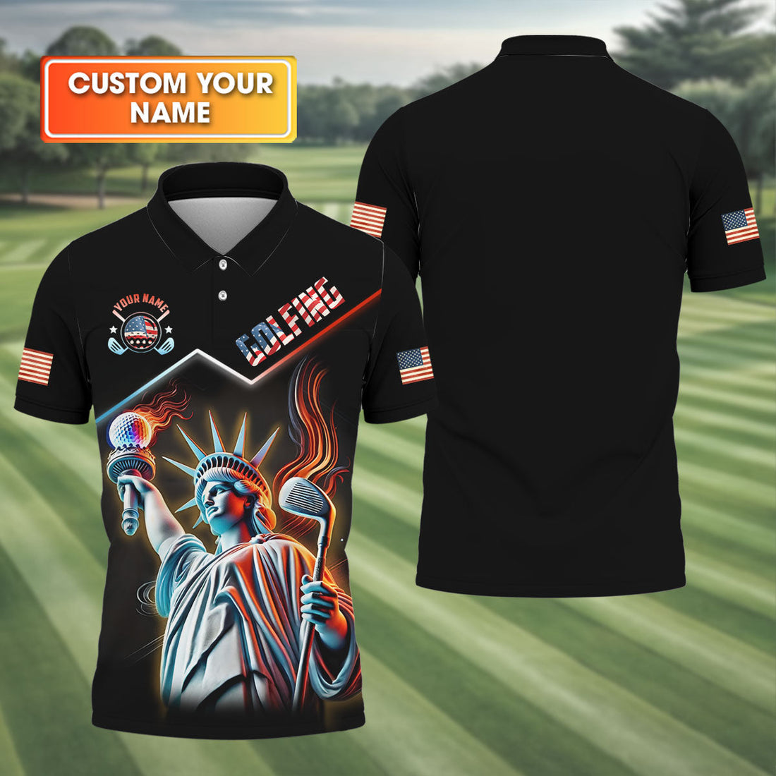 Statue of Liberty Custom Funny Golf Polo ShirtDad Golf Gift