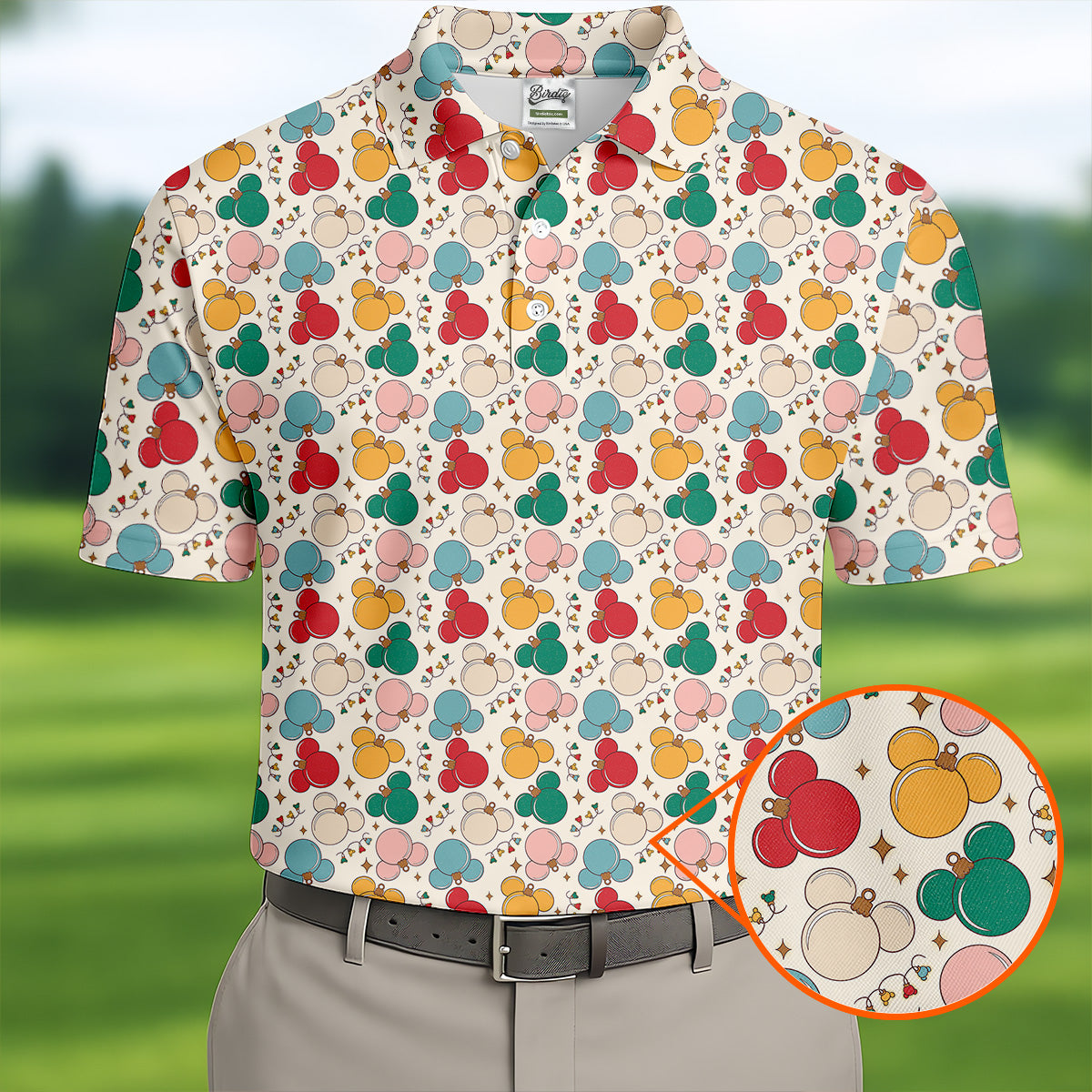 Colorful Christmas Fun Men's Golf Polos, Gifts For Golf Lovers, Polo ShirtFor Men, Christmas Golf Shirt