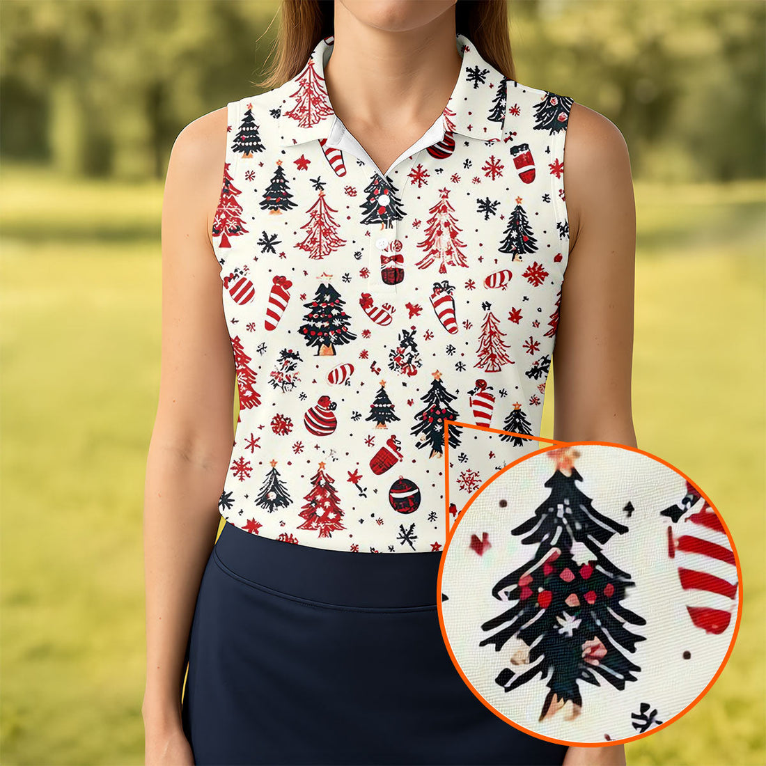 Candy Canes Christmas Tree Women's Golf Tops, Christmas Golf Shirt, Golf Shirt For Women, Ladies Golf Polos