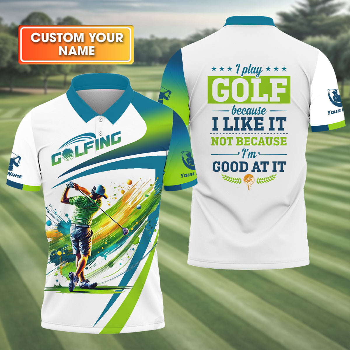 I Play Golf Because I Like It Personalized Funny Men's Golf Polo Shirthristmas Golf Gift