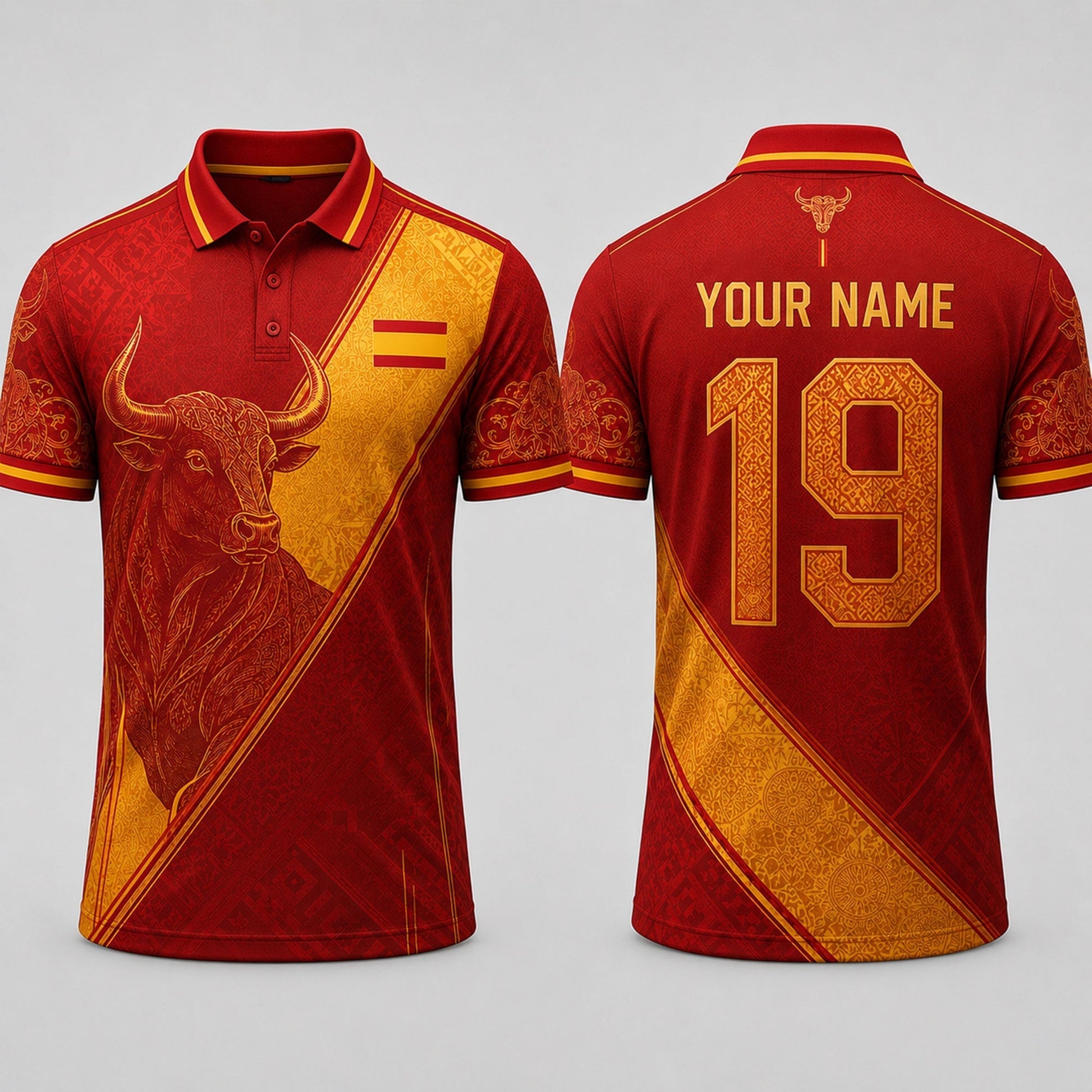 Spanish Bull Fooball Shirt, Spain Football Team V-Neck For Men, Soccer Fan Football Gifts
