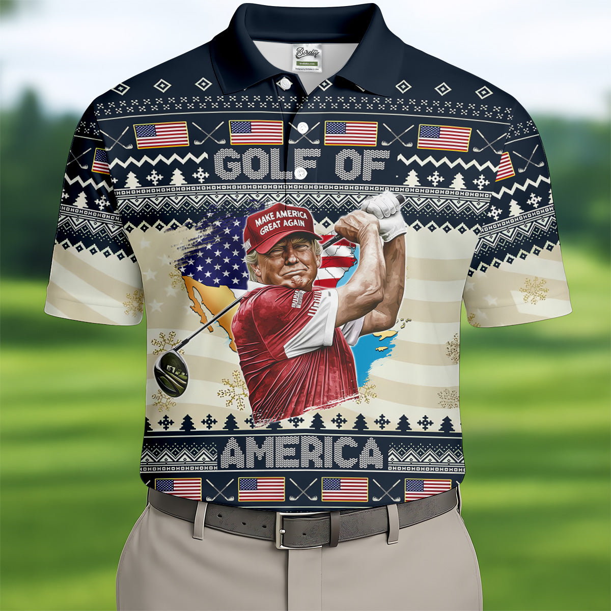 Trump Golf Of America Christmas Golf Shirt Men's Golf Polo Shirtny Golf Shirt, Dad Golf Gift
