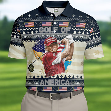 Trump Golf Of America Christmas Golf Shirt Men's Golf Polo Shirtny Golf Shirt, Dad Golf Gift