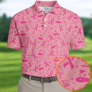 Awareness Ribbon Light Pink Golf Shirt, Cancer Awareness Shirt, Polo ShirtFor Men