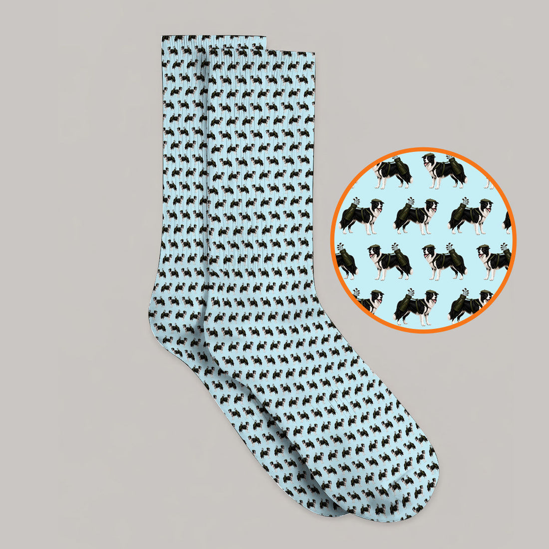 Funny Border Collie Golf Socks, Border Collie Pattern Golf Sock for Golfer, Dog Lovers Golf Gift