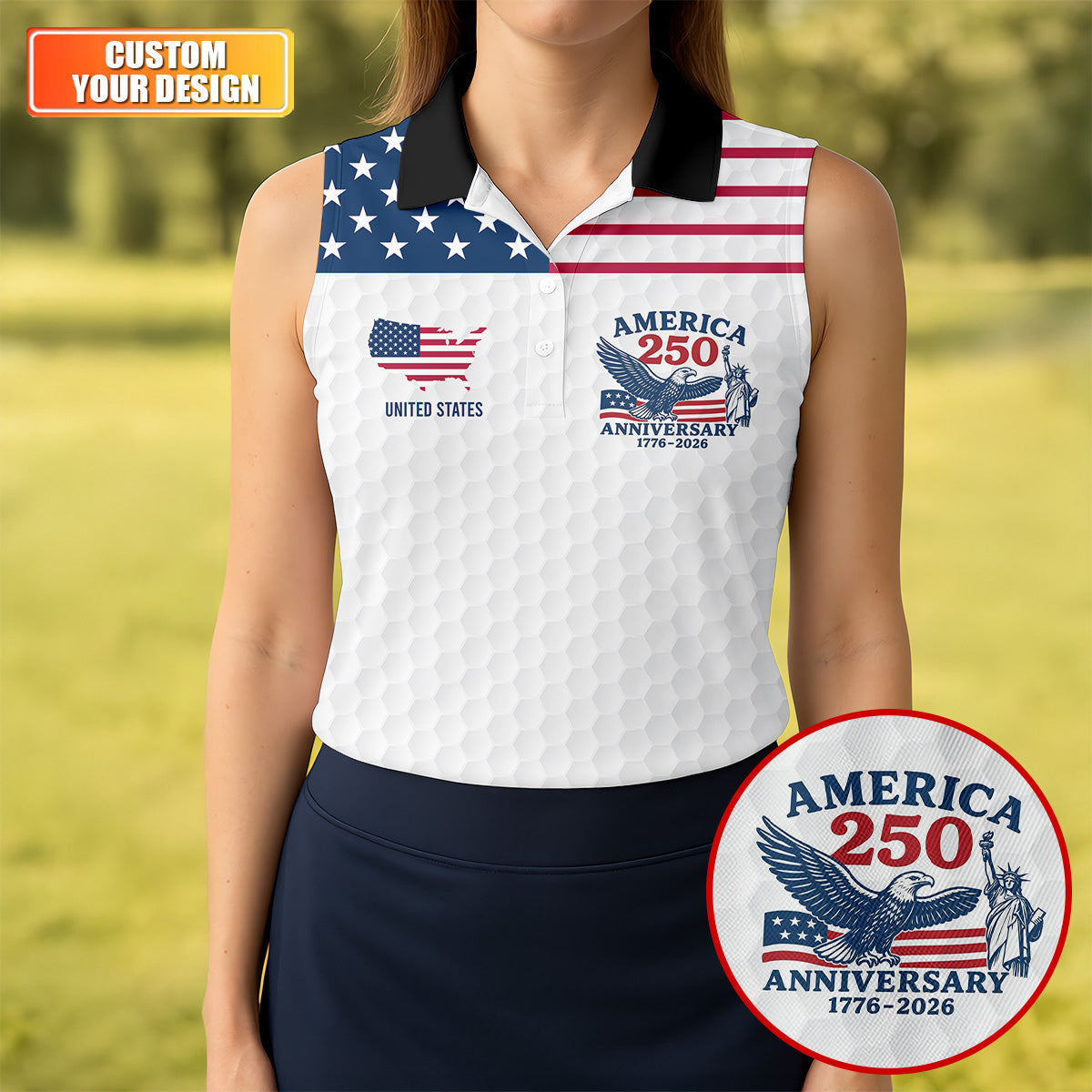 Descendant Of A Patriot Black Collar Golf Shirt For Women, Patriotic 4th Of July Golf Shirt