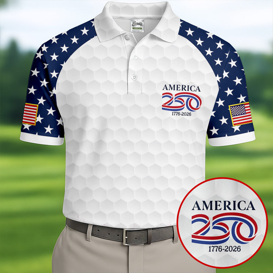 250th Anniversary Descendant Of A Patriot American Flag Golf Shirt, Patriotic 4th Of July Golf Shirts For Men