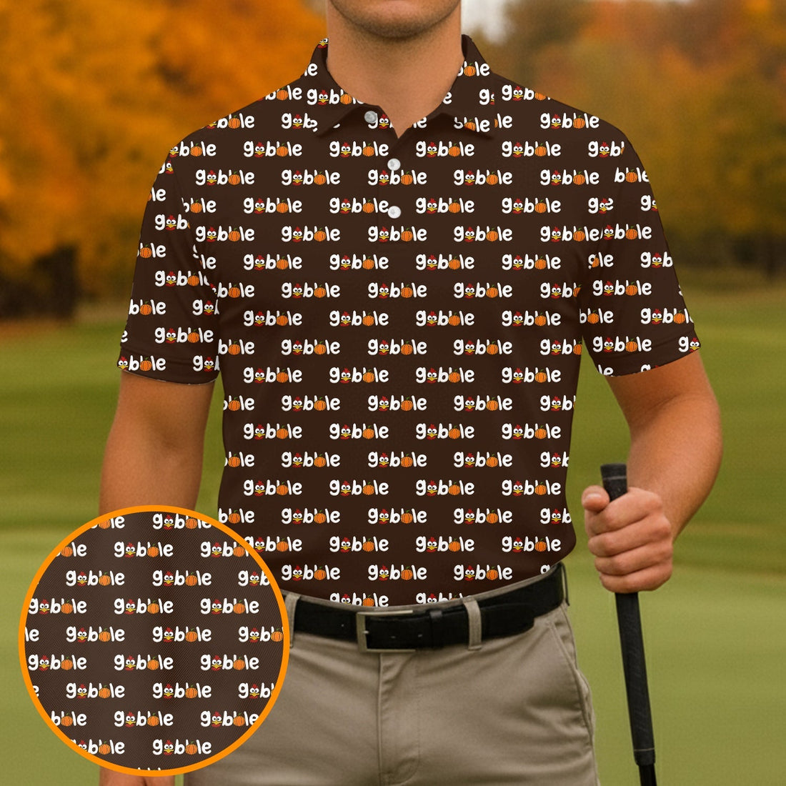 Gobble Turkey Thanksgiving Holiday Fun Golf Shirts For Men, Polo Shirt Men, Golf Gift For Men