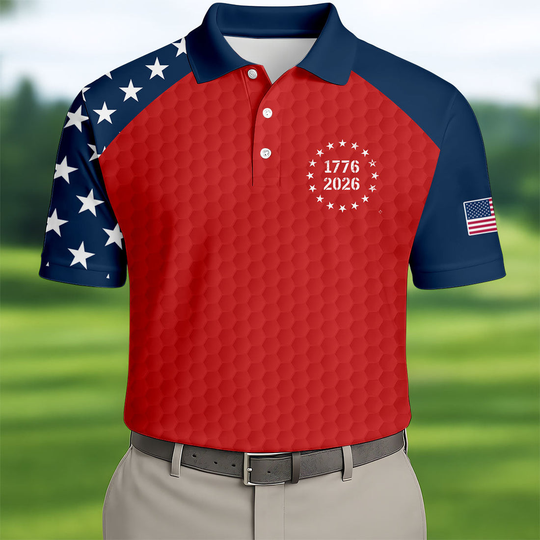 We The People 250 Years Golf Ball Pattern Golf Shirt, Patriotic 4th Of July Golf Shirts For Men