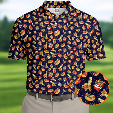 Funny Hot Dog Dirty Humor Polo Shirt Men, Fun Golf Shirts For Men, Golf Gift For Men, Golf Shirts For Men