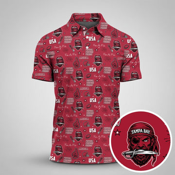 Pirate Character Red Sport Polo, American Football League Gift Ideas For Football Fans