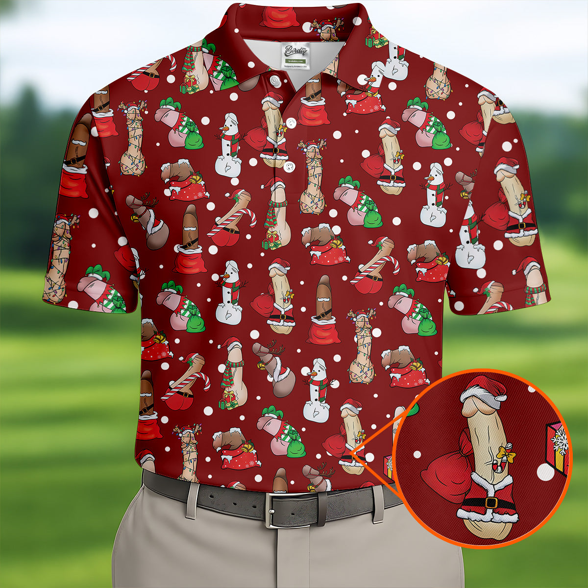 Naughty Santa Hat Christmas Polo Shirt Unique Gift For Golfer, Polo ShirtFor Men, Golf Gift For Men