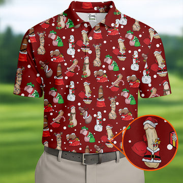 Naughty Santa Hat Christmas Polo Shirt Unique Gift For Golfer, Polo ShirtFor Men, Golf Gift For Men
