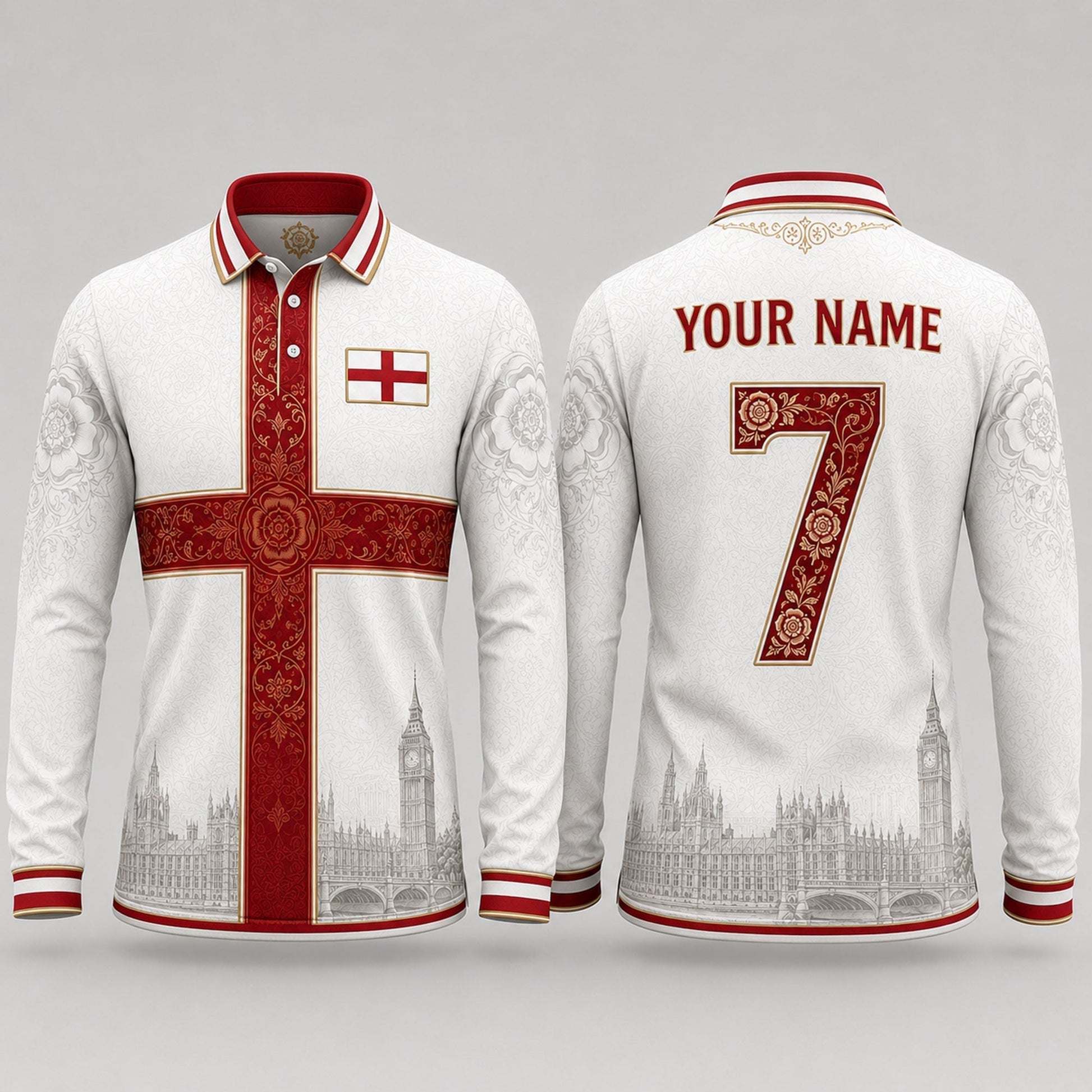 St. George's Cross Fooball Shirt, England Football Flag V-NeckMen Football Lover, Football Gifts