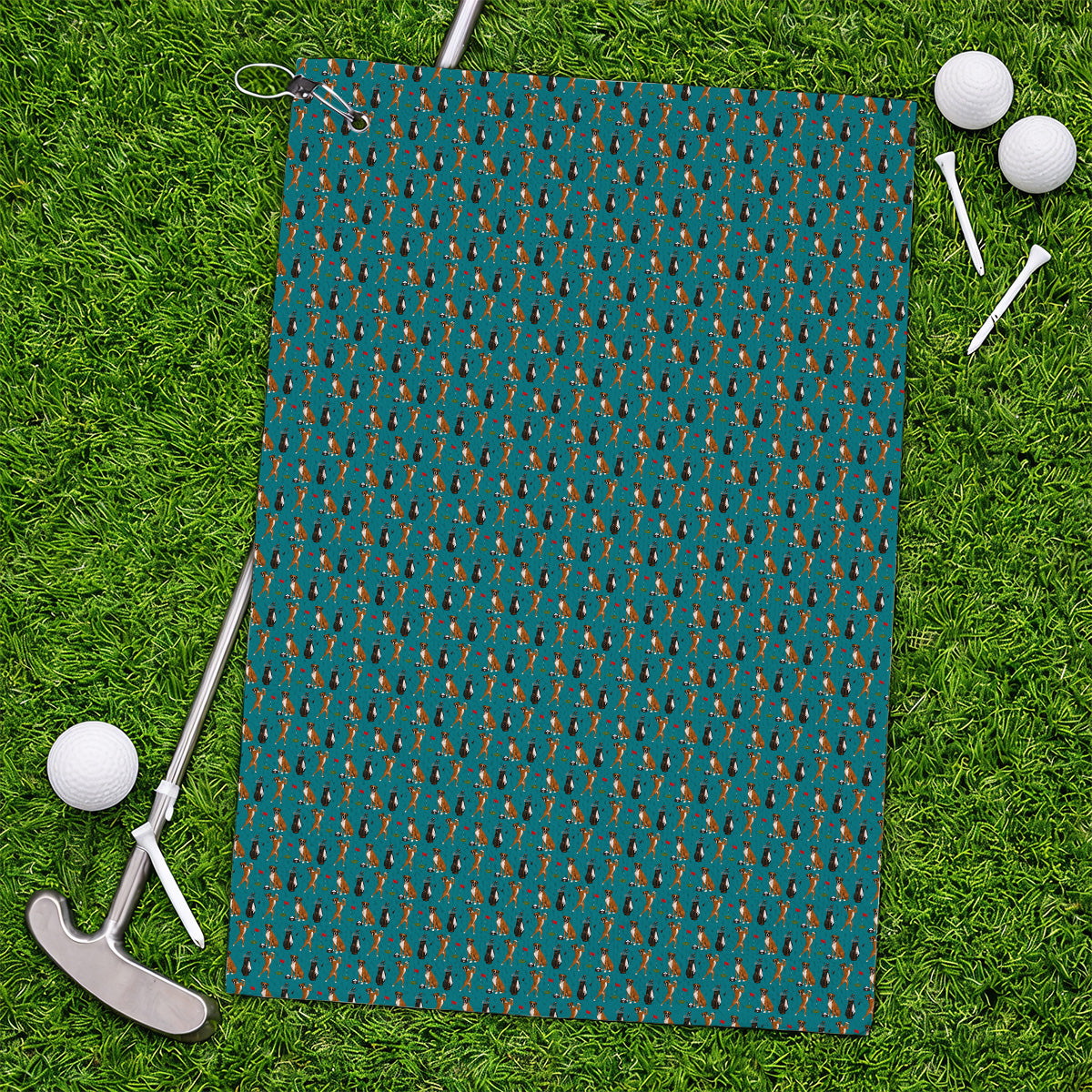 Crazy Boxer Golf Towel, Boxer Golf Pattern Towels for Golfer, Dog Lover Golf Gift
