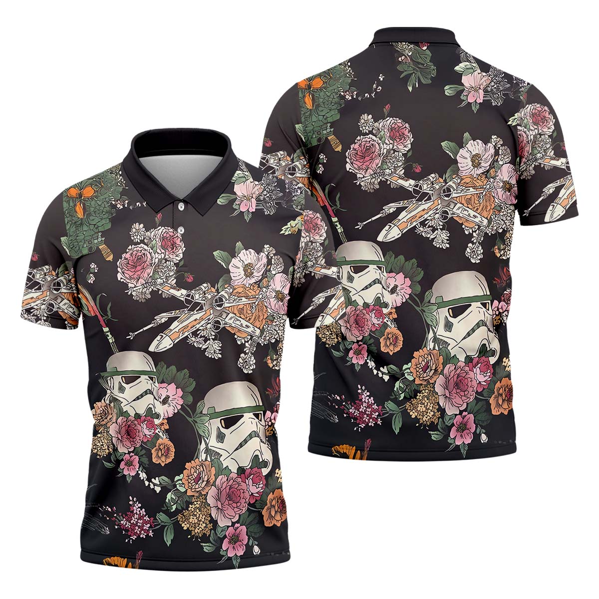 Floral Space Movie Men's Golf Polo ShirtGolfing Apparel, Mens Golf Gift