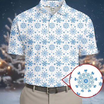 Dirty Funny Adult Humor Snowflakes White Golf Shirt, Fun Men's Golf Polos, Christmas Golf Shirt, Polo Shirtor Men