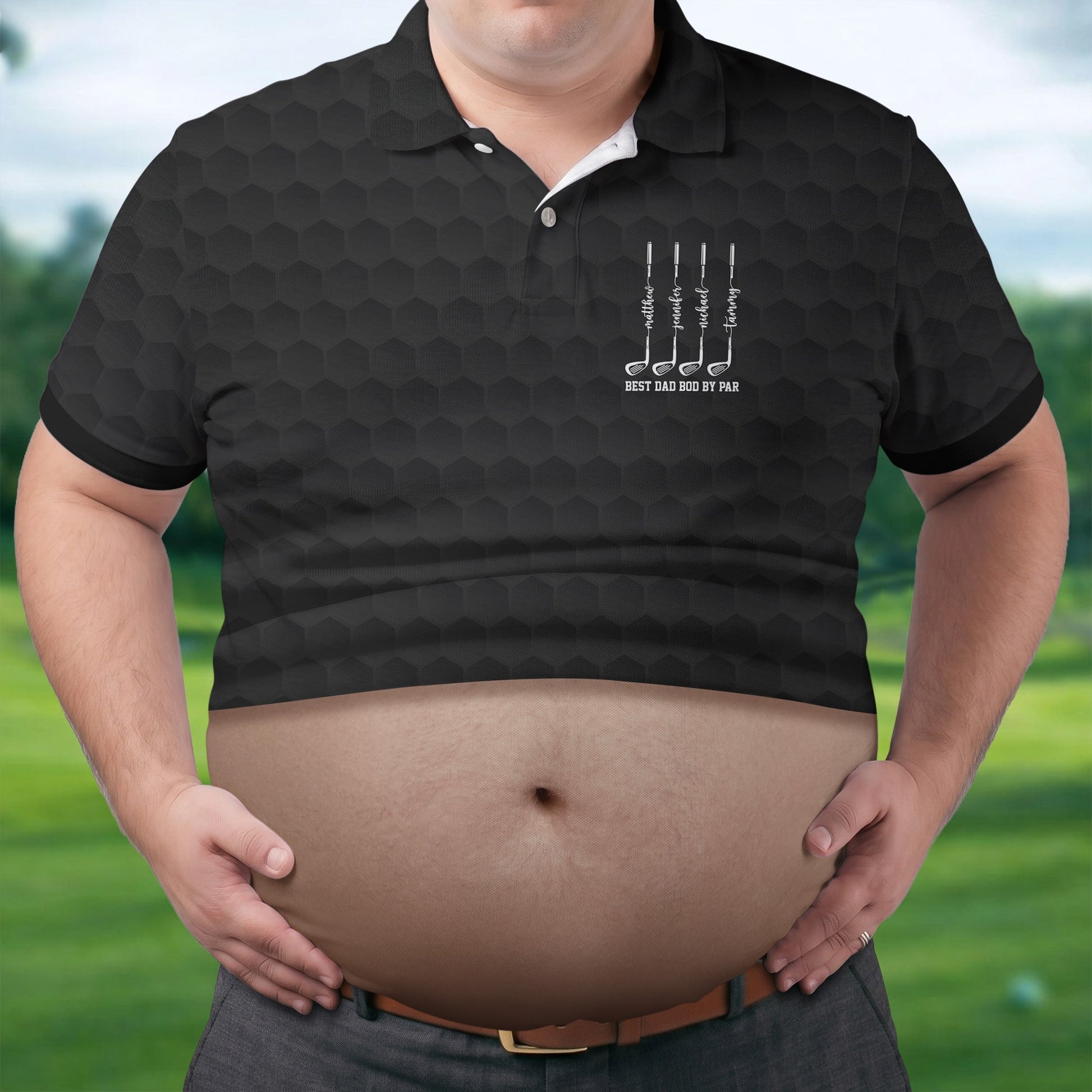 Best Dad Bod By Par Black Men's Funny Golf Polo Shirtr's Day Golf Shirt, Golf Gift For Dad
