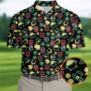 Leprechaun Hats Gold Coins Pot St Patrick's Day Shamrock Golf Shirt, Polo ShirtFor Men, Golf Shirts For Men