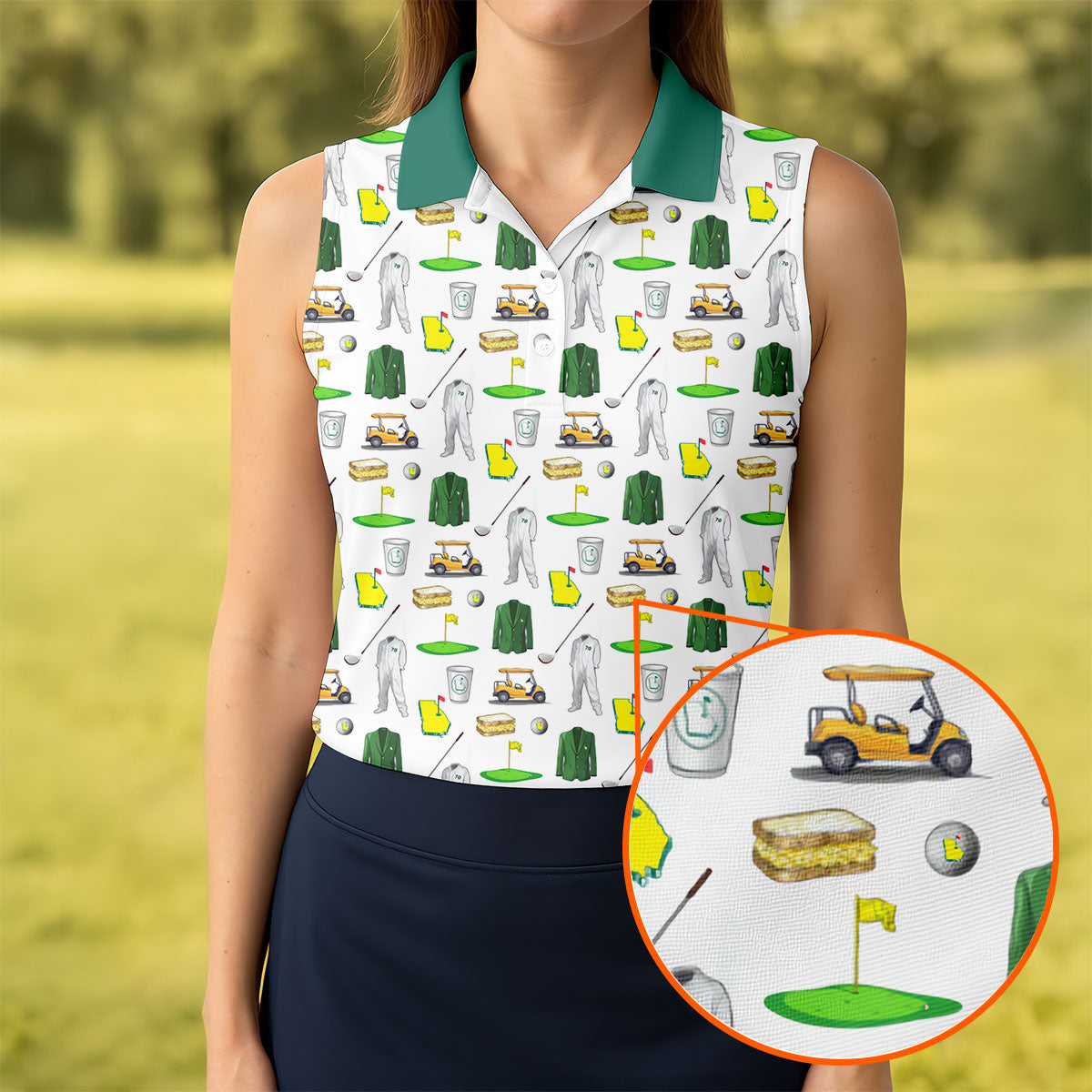 Golf Tournament Augusta Golf Seamless Pattern Performance Golf Shirt, Women Golf Top, Ladies Golf Shirts