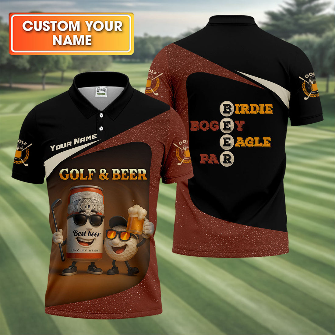 Golf And Beer Custom Men's Polo Shirt Dad Golf Gift, Golfing Apparel, Gifts For Beer Lovers