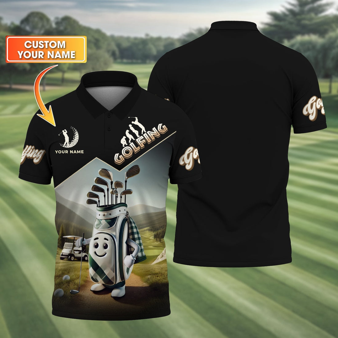 Funny Golf Bag Men's Golf Polo ShirtGolfing Apparel, Mens Golf Gift, Funny Golf Shirt