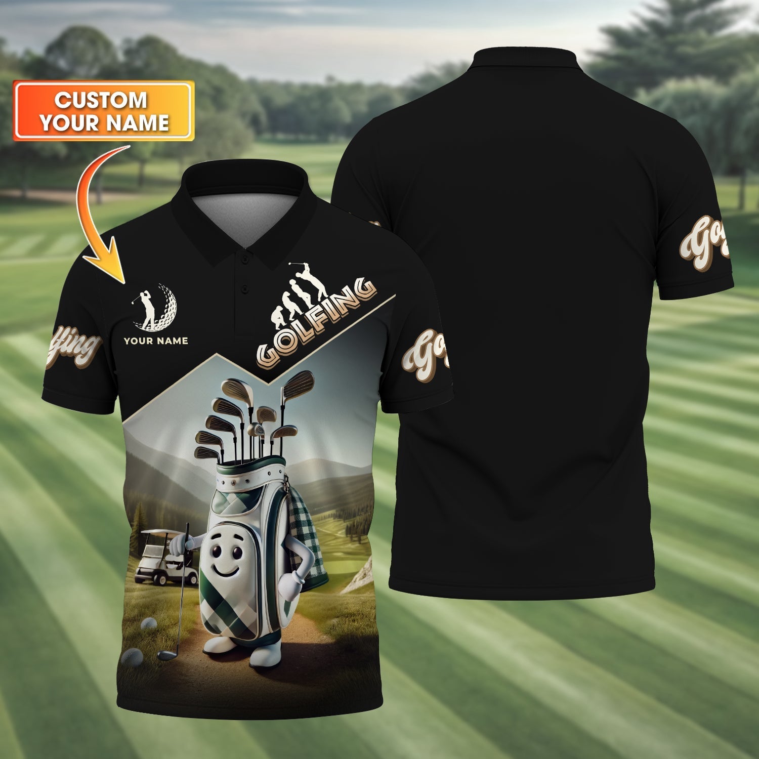 Funny Golf Bag Men's Golf Polo ShirtGolfing Apparel, Mens Golf Gift, Funny Golf Shirt