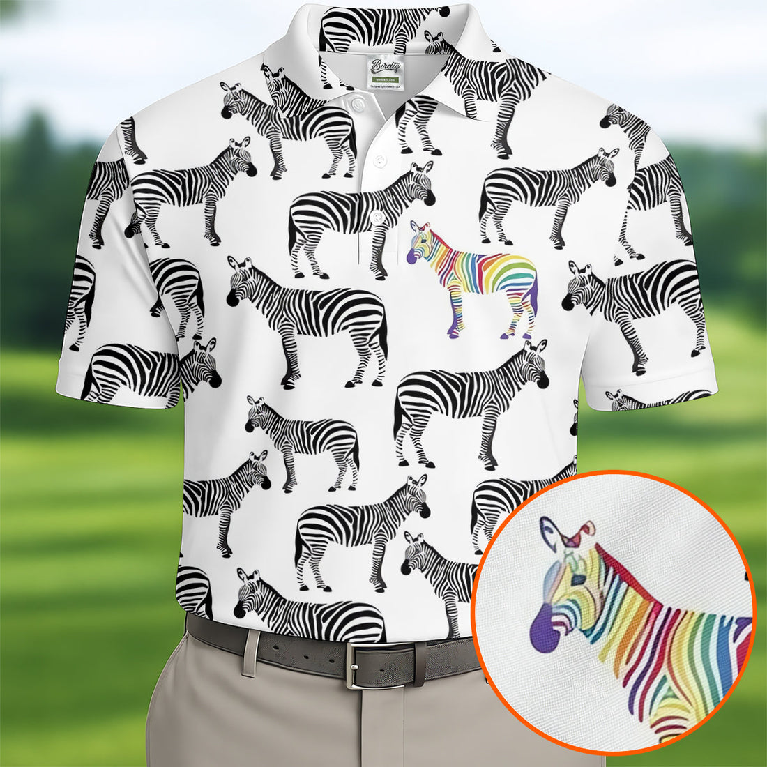 Rainbow Zebra Be Yourself Pride Month Support Golf Tops For Men, LGBT Community Polo Shirt Men