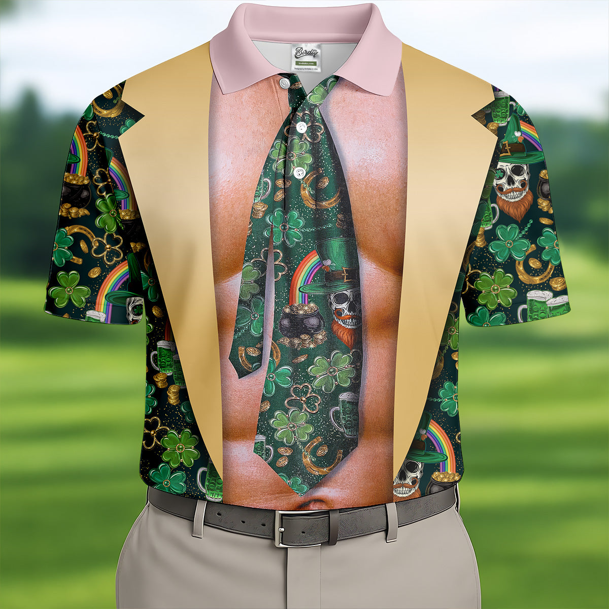 Funny Costume Shamrock St Patrick's Day Golf Shirt, Performance Golf Shirt, Polo ShirtFor Men